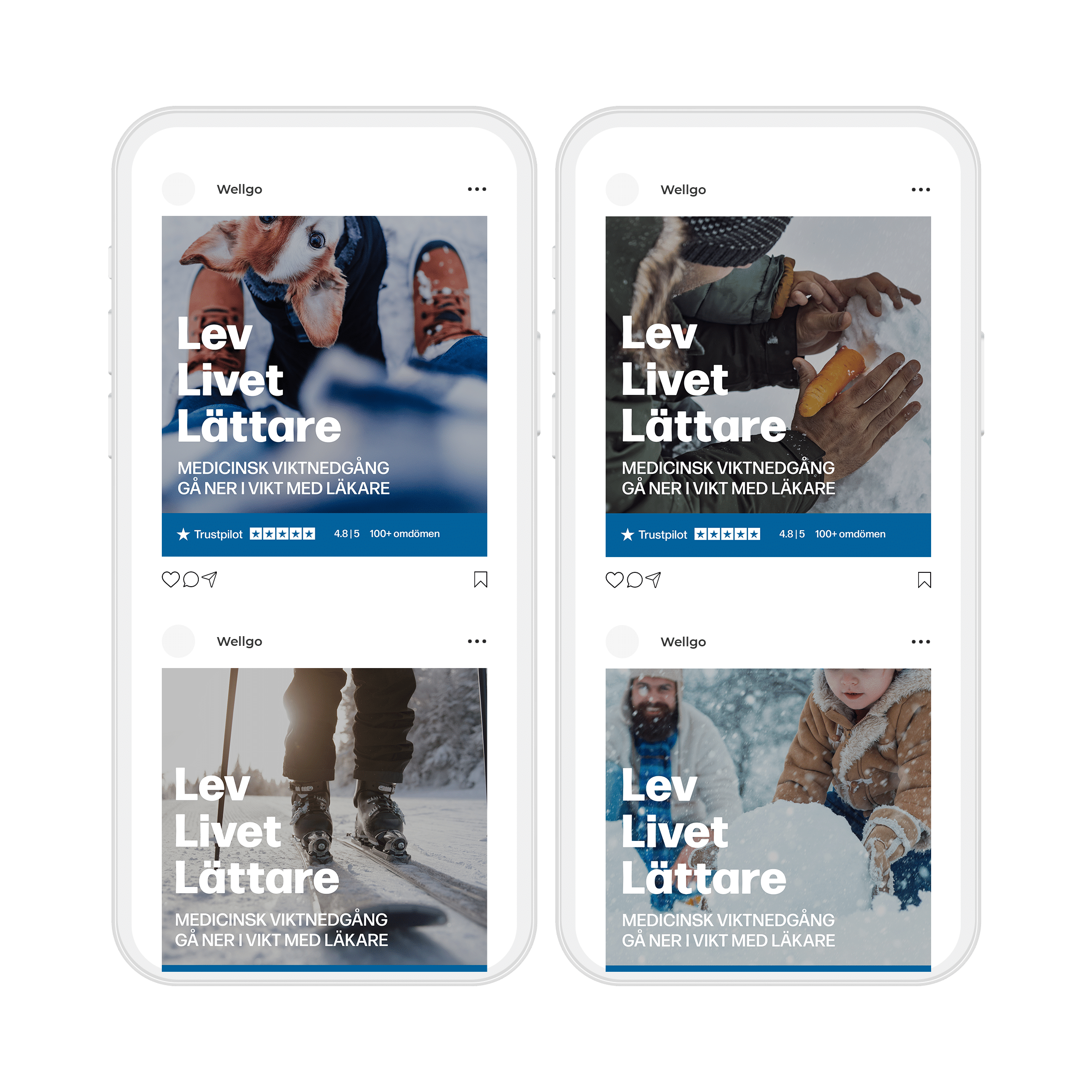 Coordinated navy social media campaign shown on four mobile screens.