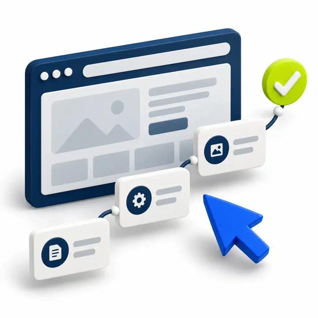 Website project milestones leading from planning to a completed website.
